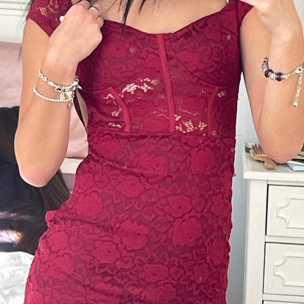 Elegant Red Lace Dress